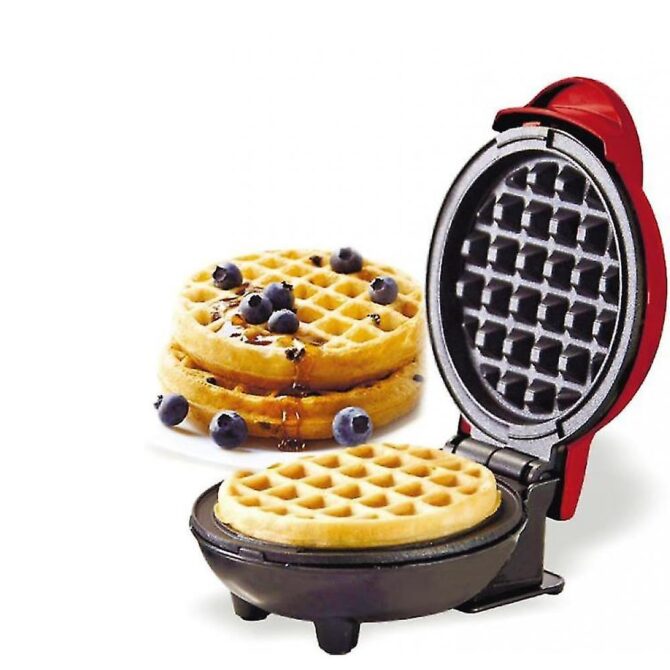 Piastra per Waffle in Rosso - Perfetta per Colazione e Snack, 350W con Spina EU