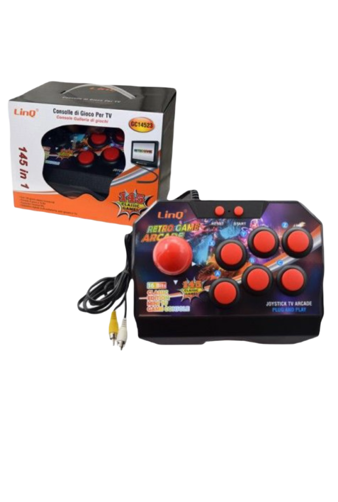 Console di Gioco Retro Arcade Plug and Play con 145 Giochi Linq GC14523