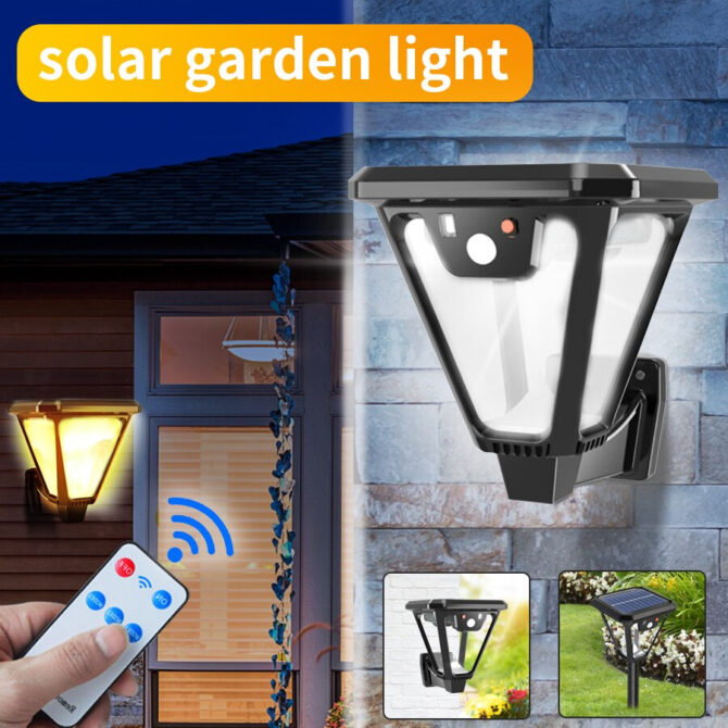 Lampione da Giardino e da Parete 2 in 1 ad energia solare 100 led