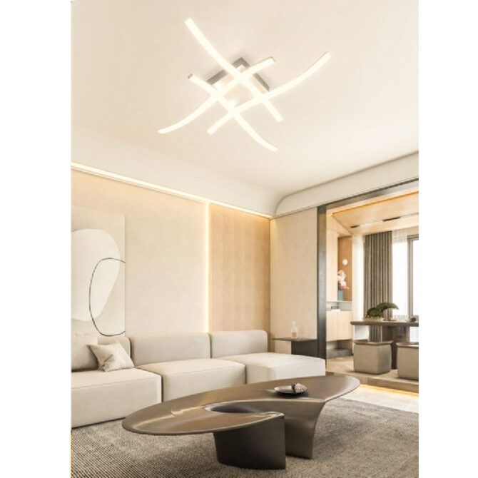 Plafoniera moderna a led C-05F da soffitto con bracci ad onda luce fredda naturale