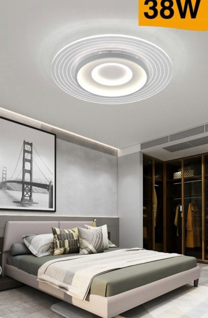 Plafoniera lampadario moderno con illuminazione led da soffitto 38w luce bianca