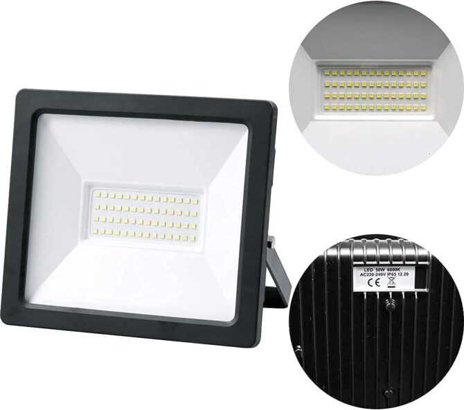 Proiettore a LED da 50 W, per esterni, impermeabile, IP65, 6000 K, luce diurna bianca, per giardino, garage, cortile, confezione da 2 (50 W)