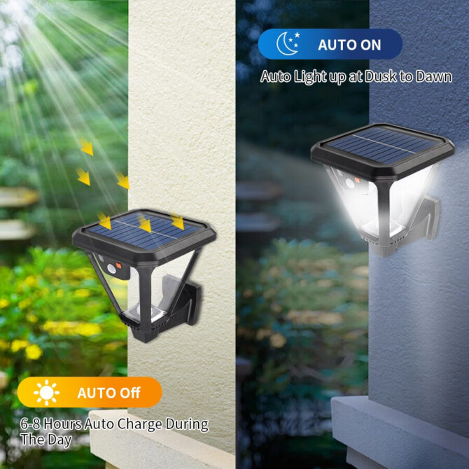 Lampione da Giardino e da Parete 2 in 1 ad energia solare 100 led