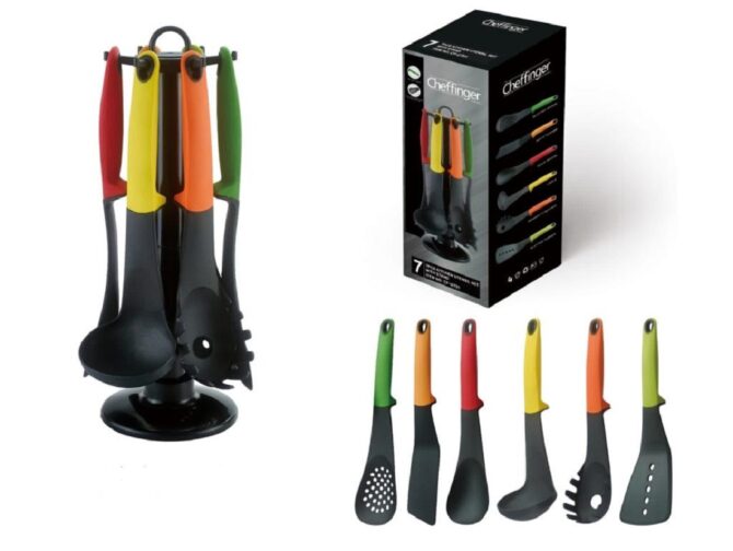 Set utensili da cucina 7 pezzi Multicolore con Espositore Chef Finger