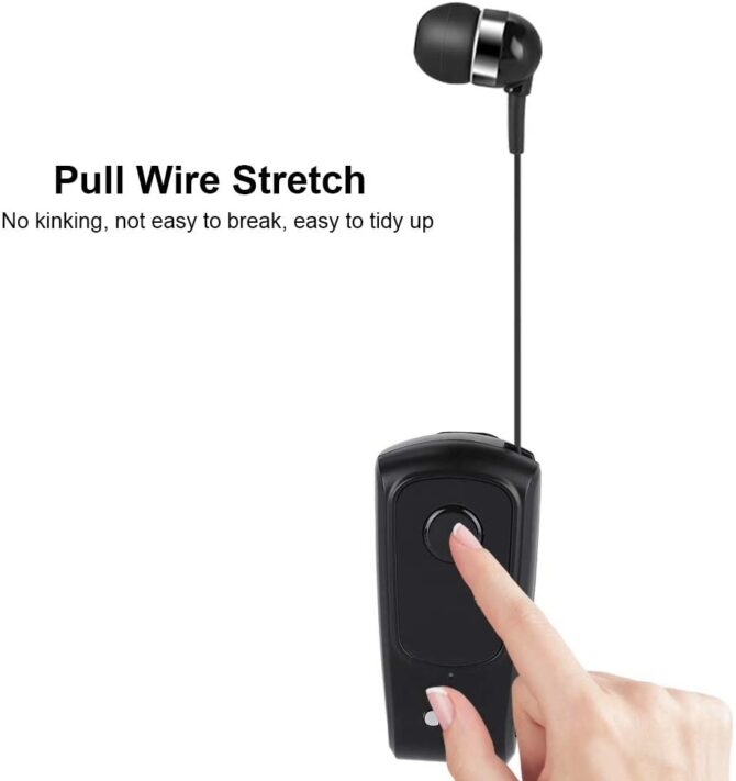 Auricolare Senza Fili Bluetooth Con Filo Retrattile Wireless Stereo Headset Con Clip Microfono Per Iphone Samsung Huawei