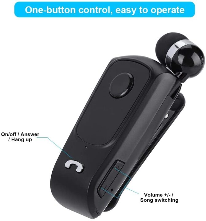 Auricolare Senza Fili Bluetooth Con Filo Retrattile Wireless Stereo Headset Con Clip Microfono Per Iphone Samsung Huawei