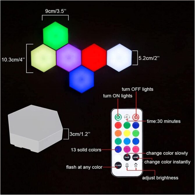 Lampada da parete a led esagonale rgb remoto control night light