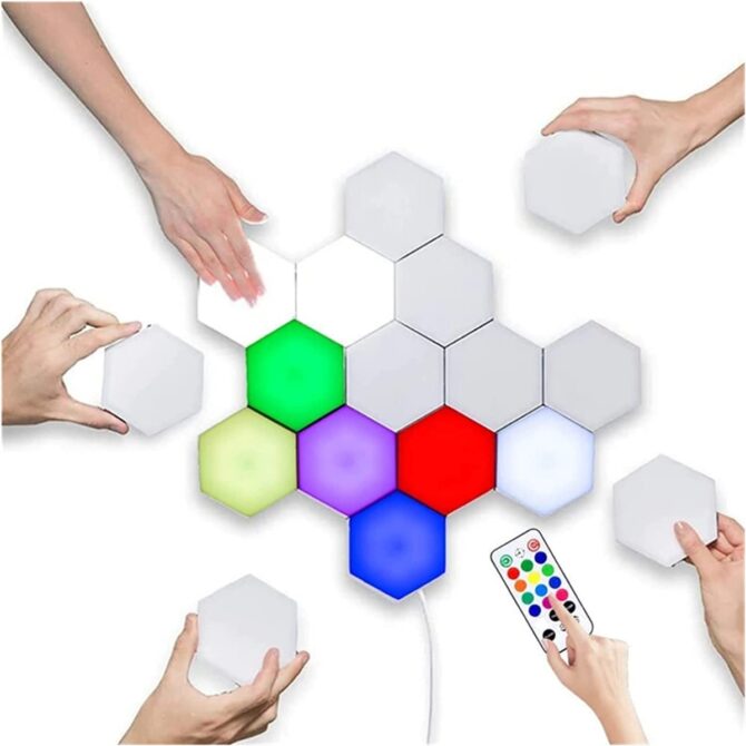 Lampada da parete a led esagonale rgb remoto control night light