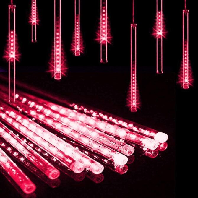 LinQ Luci Natalizie effetto pioggia di meteore 360 LED 10 tubi da 30 cm rosso