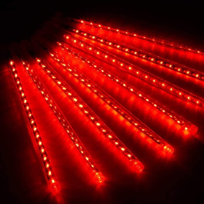 LinQ Luci Natalizie effetto pioggia di meteore 360 LED 10 tubi da 30 cm rosso