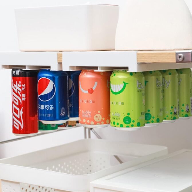 Organizzatore per lattine da appendere per frigorifero porta bevande fino a 8 lattine organizer per lattine da appendere estraibile organizer per soda da appendere per dispensa