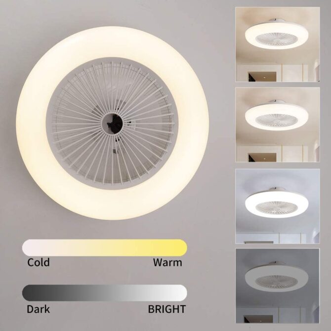 Ventilatore da soffitto con luce led potenza 65w, lumen 3600lm