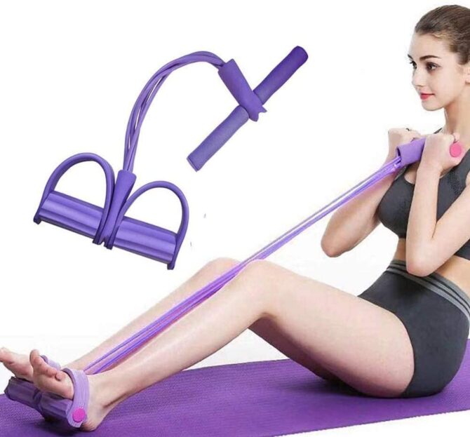 Fascia di Resistenza con Pedale, Banda Elastica Fitness, Banda Elastica Fitness con Pedale per Addome Vita Braccio Gambe, Sit-up, Yoga Stretching, Sports Resistenza Training