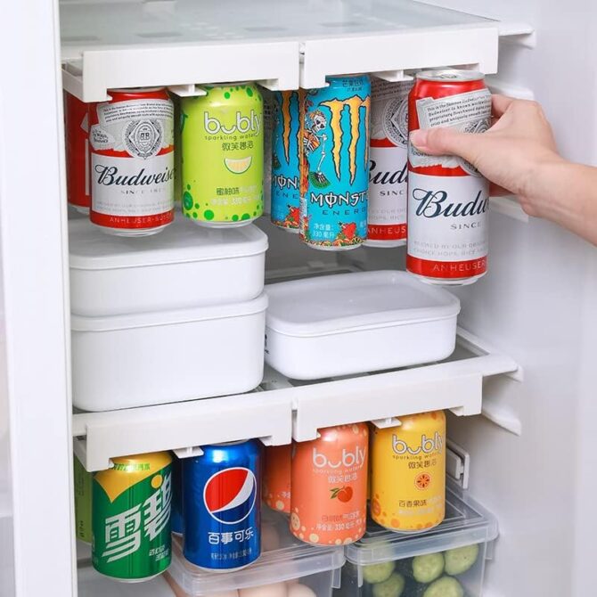 Organizzatore per lattine da appendere per frigorifero porta bevande fino a 8 lattine organizer per lattine da appendere estraibile organizer per soda da appendere per dispensa