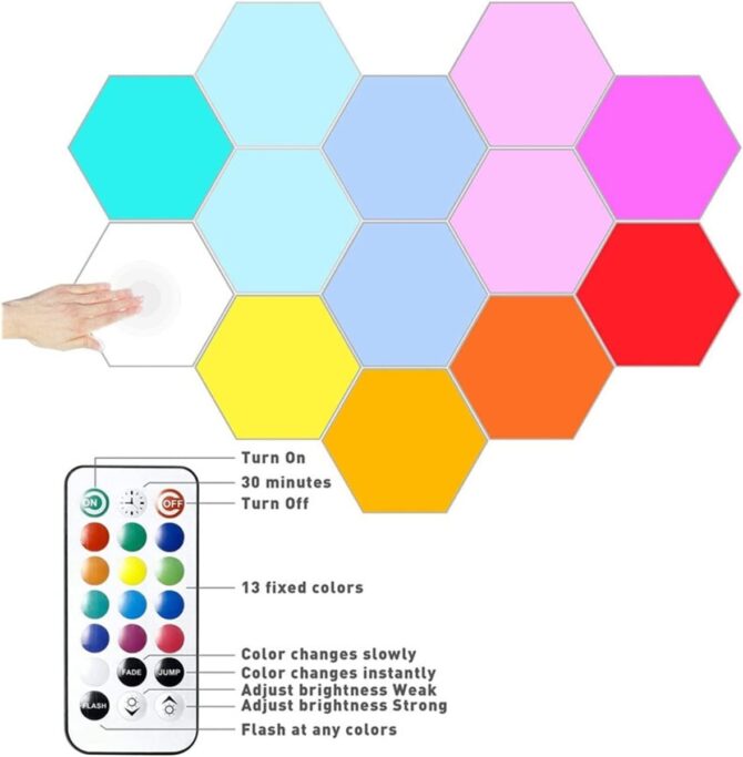 Lampada da parete a led esagonale rgb remoto control night light