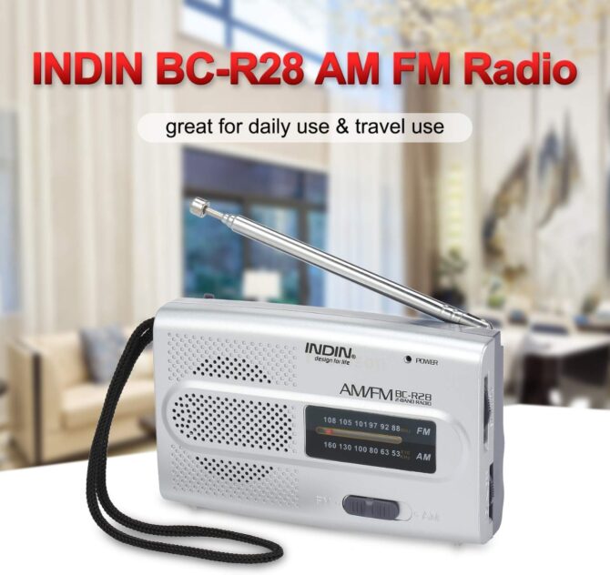 Radio Portatile FM/AM radiolina Tascabile Altoparlante Jack per Cuffia BC-R28