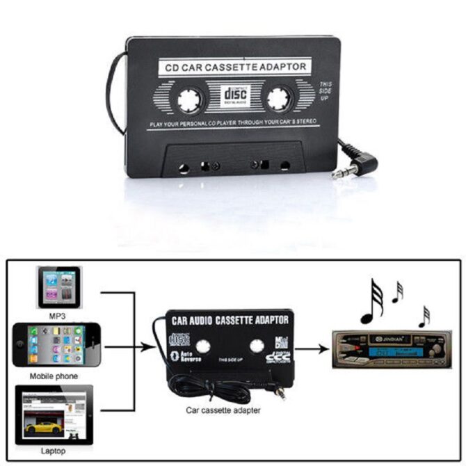 Adattatore Stereo Cassette Auto Audio Jack Stereo Autoradio Mp3 Mp4 Ipod Cd Universale