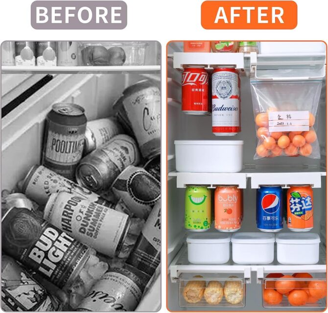 Organizzatore per lattine da appendere per frigorifero porta bevande fino a 8 lattine organizer per lattine da appendere estraibile organizer per soda da appendere per dispensa