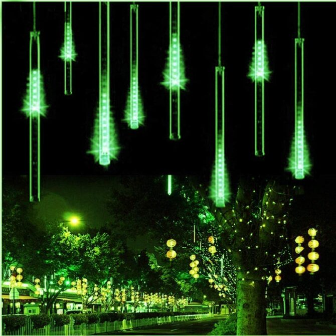 LinQ Luci Natalizie effetto pioggia di meteore 360 LED 10 tubi da 30 cm verde