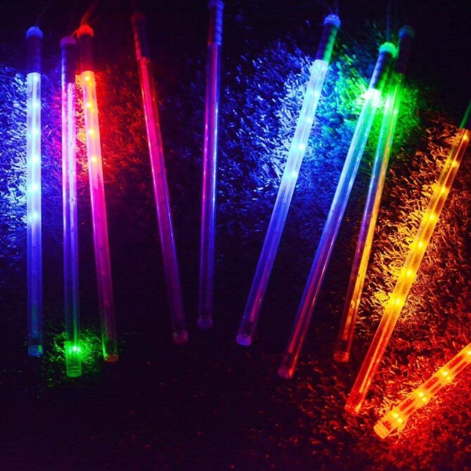 LinQ Luci Natalizie effetto pioggia di meteore 360 LED 10 tubi da 30 cm multicolor