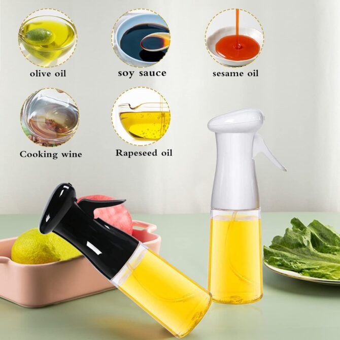 Spruzzatore per olio d'oliva da cucina 200 ml flacone spray per olio d'oliva per cucinare barbecue cuocere al forno grigliare insalata bianco