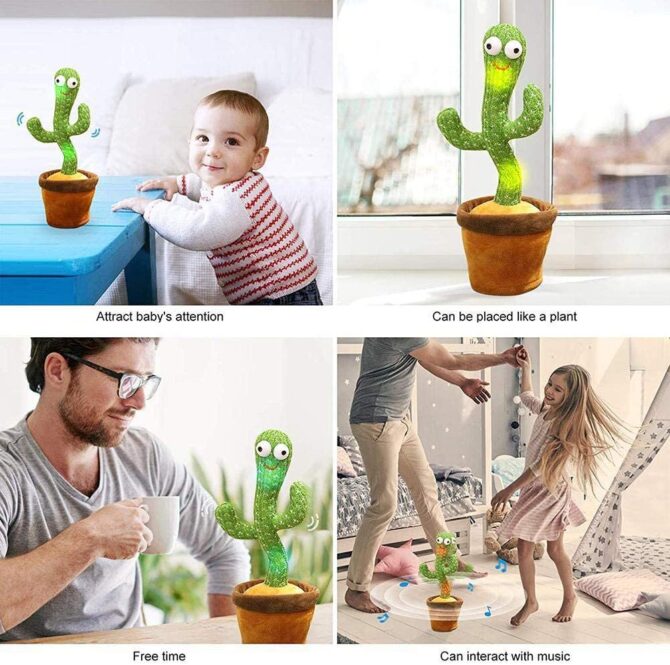 Dancing cactus toy divertente cactus che canta e balla, può registrare voci per discorsi ripetuti, cactus peluche per bambini