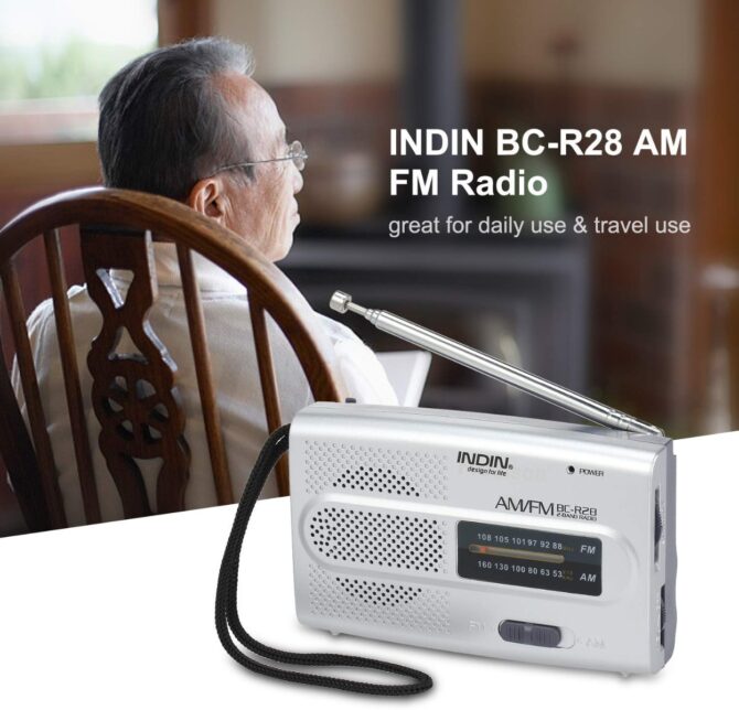 Radio Portatile FM/AM radiolina Tascabile Altoparlante Jack per Cuffia BC-R28