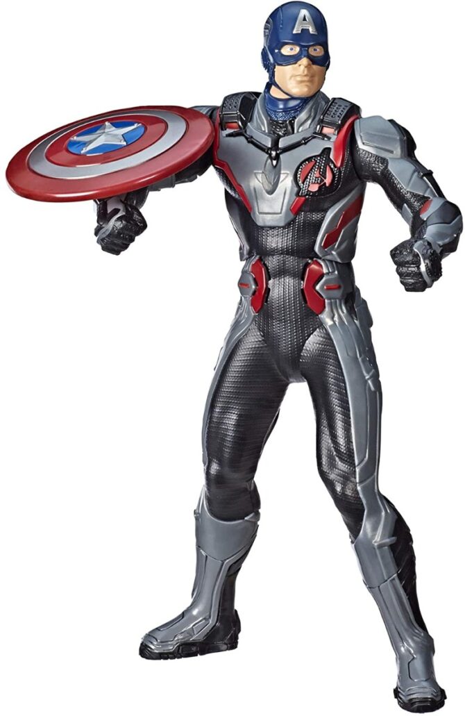 Marvel Avengers: Endgame - Captain America lancia scudo (Action Figure interattiva elettronica con suoni e frasi in inglese, 33 cm)