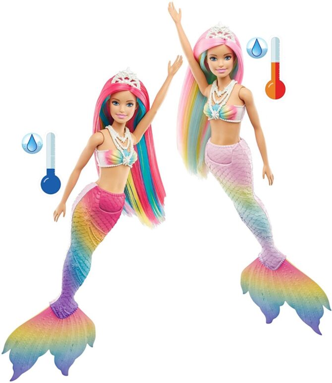 Barbie Bambola Sirena Cambia Colore con Capelli Arcobaleno