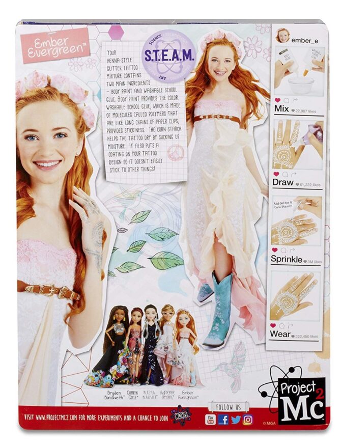 Project mc2 esperimenti con bambola ember's glitter tatuaggi giocattolo