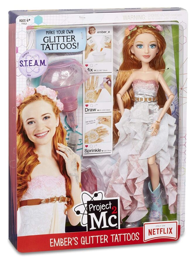 Project mc2 esperimenti con bambola ember's glitter tatuaggi giocattolo