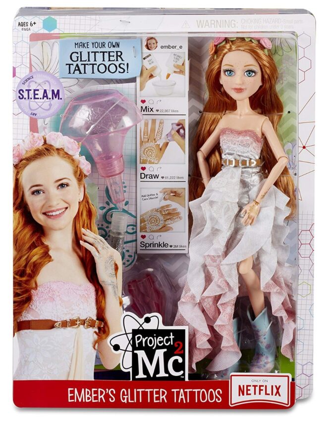 Project mc2 esperimenti con bambola ember's glitter tatuaggi giocattolo