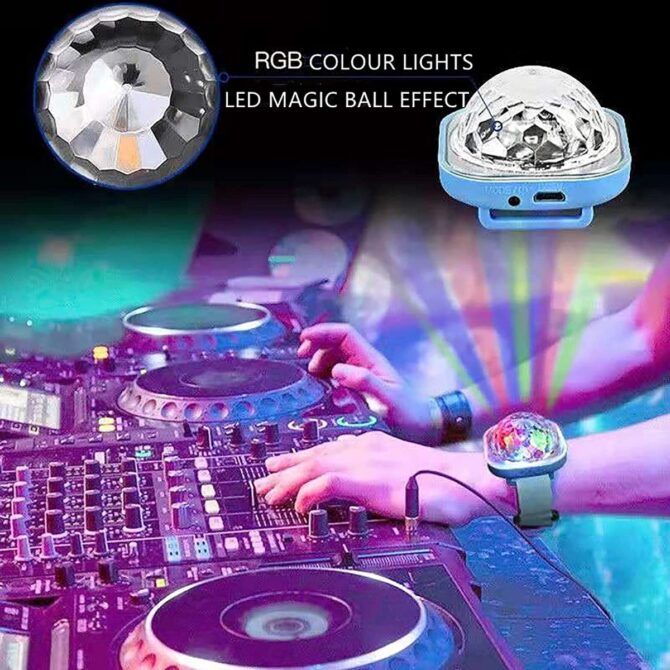 Orologio con mini luci da discoteca braccialetto portatile da discoteca con luce girevole per feste luce rgb stroboscopica luci a led per dj che cambiano con musica