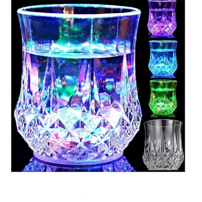 Bicchiere LED Induttivo Cromatico in Acrilico Plexiglass - Magia di Colori per Acqua, Birra, Vino