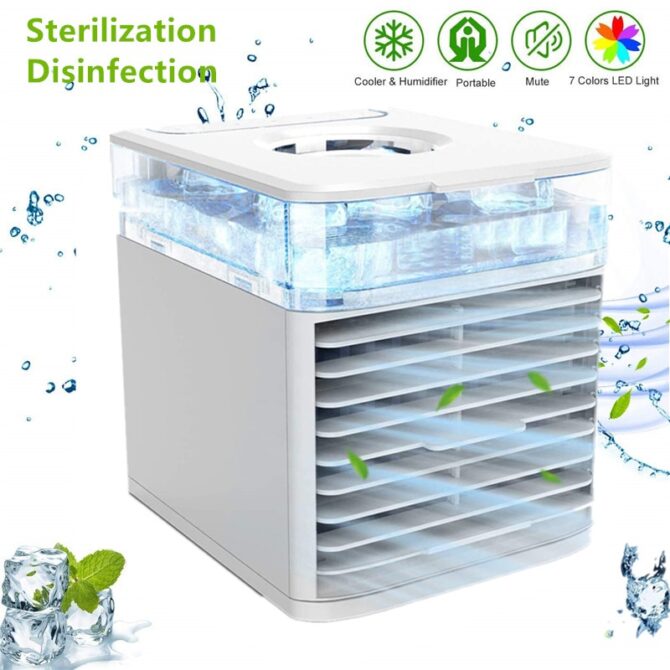 4 in1 Mini Air Cooler Condizionatore d'aria Portatile da ufficio casa con 7 Led