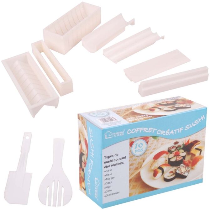 Coffret créatif sushi cofanetto set cucina asiatica kit sushi 10 pezzi multiforma