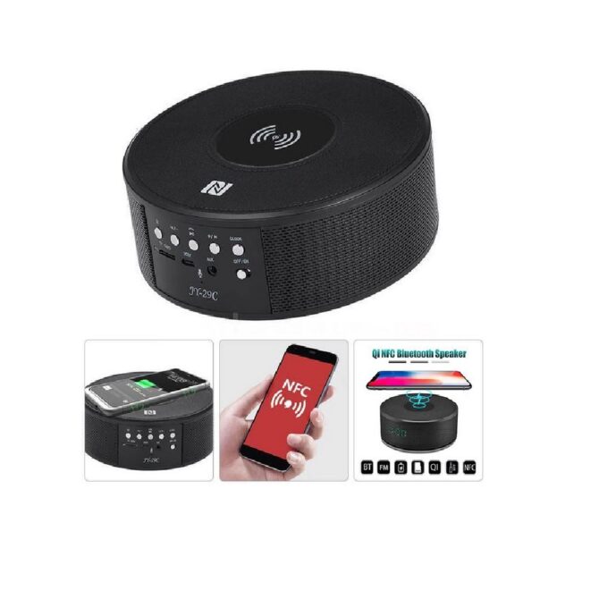 Caricatore wireless Qi JY-29C Caricatore senza fili Bluetooth NFC Lettore musicale con sveglia - Lettori multimediali Altoparlanti e radio