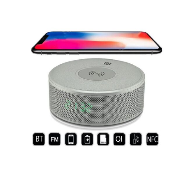 Caricatore wireless Qi JY-29C Caricatore senza fili Bluetooth NFC Lettore musicale con sveglia - Lettori multimediali Altoparlanti e radio