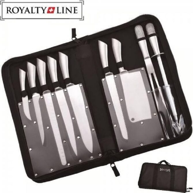 Royalty Line 10 pezzi Set di coltelli in acciaio INOX con valigetta