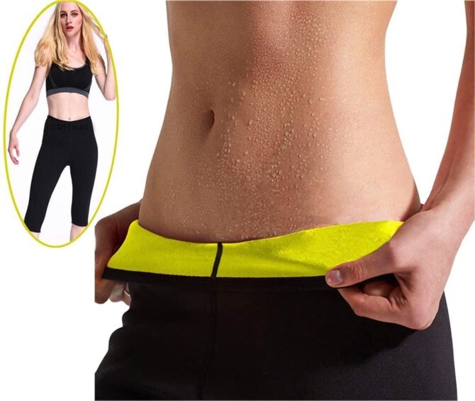 Leggins Sauna da Sportivi a Vita Alta Pantaloni Termici Pantaloncini Dimagranti Allenamento Snellente