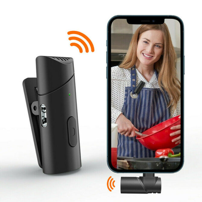 Microfono Wireless 2.4 GHz Clip-On Tipo C per Cellulare e Tablet