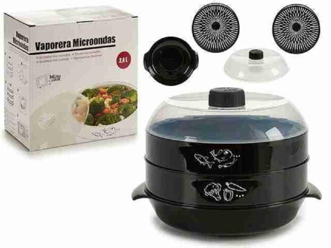 Vaporiera a due piani per uso in microonde cucina al vapore