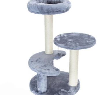 Albero Tiragraffi per Gatti con Design a Mezzaluna - 65x40 cm, Grigio