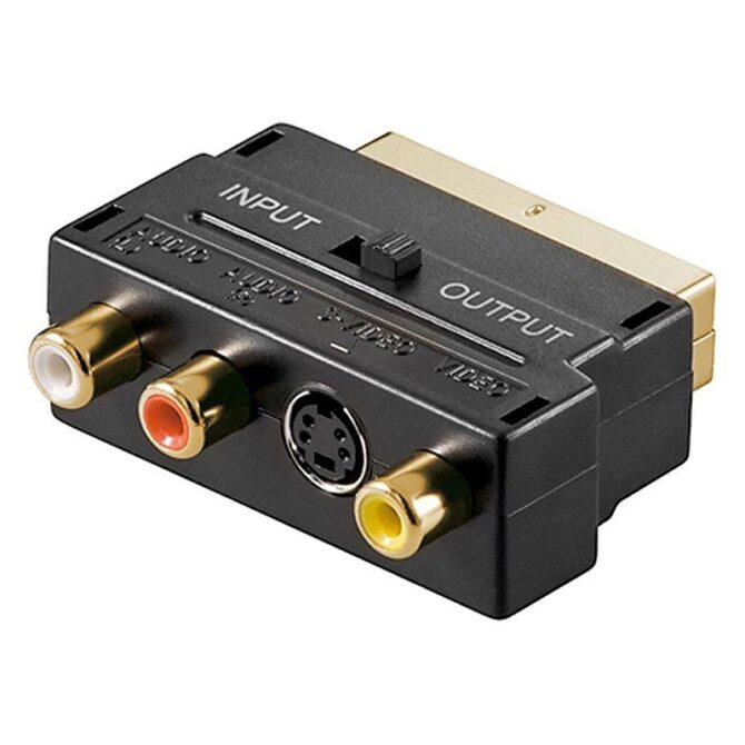 Adattatore Scart Maschio Audio Rca S-Video Svhs Femmina In Out Per Presa Cavo Tv