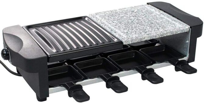 Raclette Grill Multifunzione 3 in 1 Elettrica 1200W Pietra Naturale