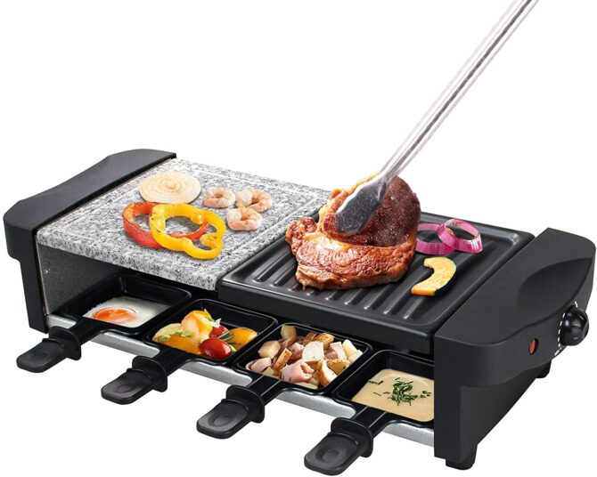 Raclette Grill Multifunzione 3 in 1 Elettrica 1200W Pietra Naturale