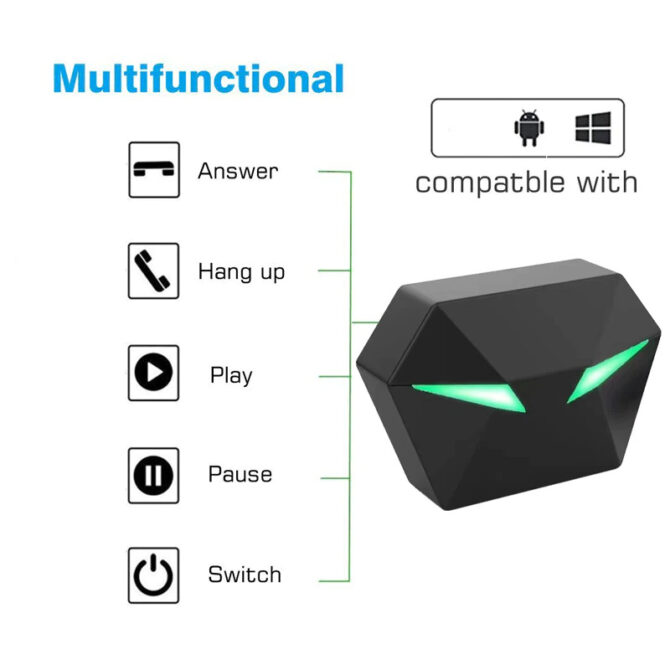 Auricolari Wireless Gaming Bluetooth con luce Led sportivi impermeabili a latenza ultra bassa