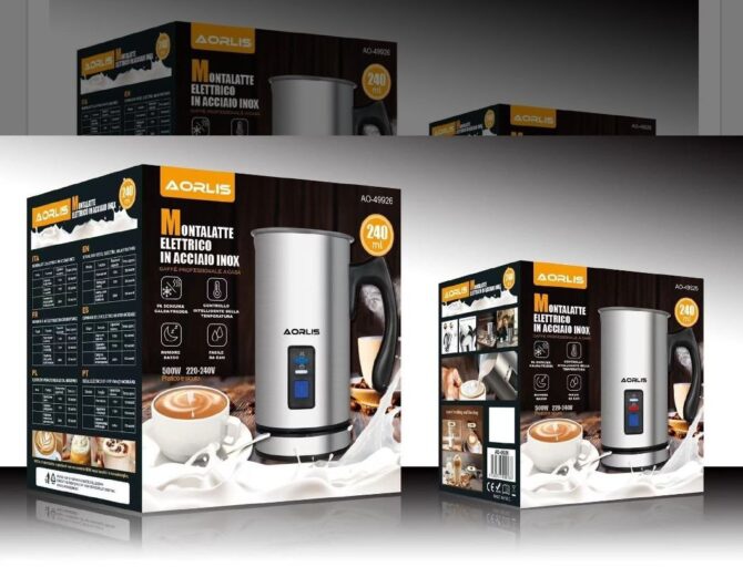 Montalatte Aorlis elettrico automatico da 500 watt 240 ml in acciaio inossidabile per riscaldare il tuo latte