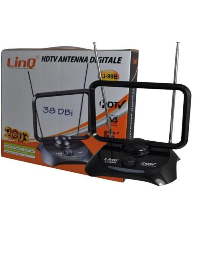 Antenna Digitale Linq Tv Dvb-T Amplificata 38dbi Full Hd Vhf Uhf Li-99b