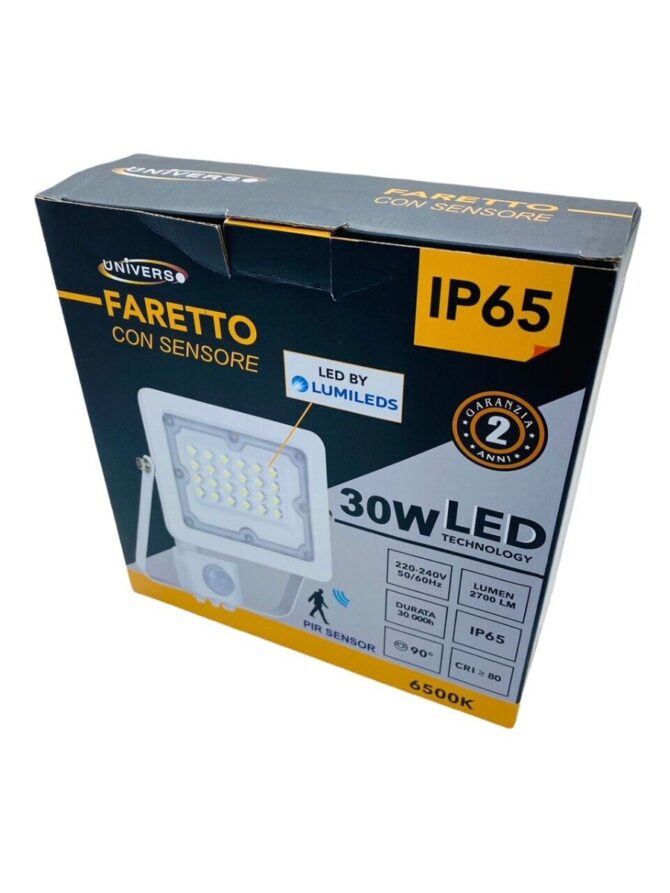 Faretto a Led con Sensore di Movimento Crepuscolare per Esterno IP65 Regolabile